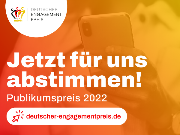 Websticker „Jetzt für uns abstimmen!“ beim Publikumspreis des Deutschen Engagementpreises 2022